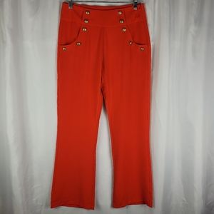 Sublime Fashion Bright Vibrant Retro Orange Sailor Trouser Pants Size Medium